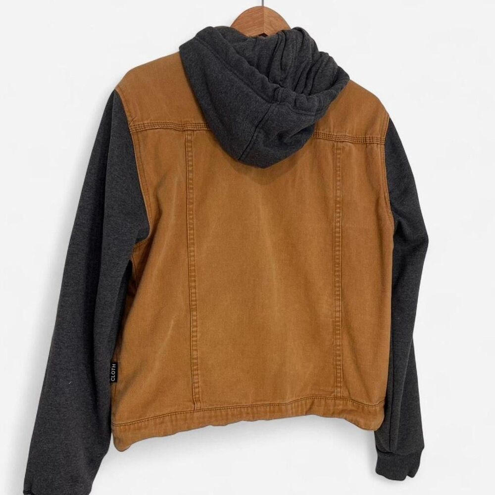 Vintage inspired Tan & Gray Denim Jacket with Hoodie 100% cotton - Picture 2 of 7